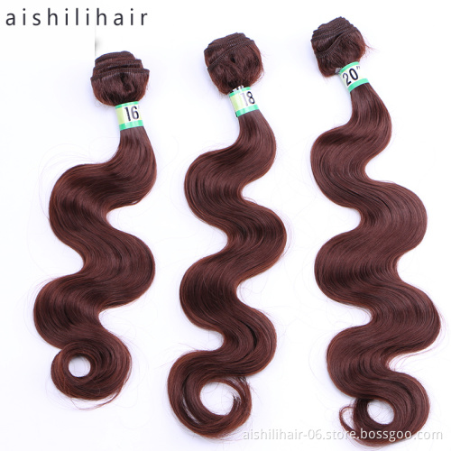 Hight Temperature Synthetic Fiber Braqiding Hair Wigs  Body Wave Pure Color 3pcs One Pack Hair Extention Wig